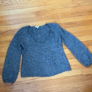 Garnet Hill Charcoal Grey Wool V-Neck Sweater